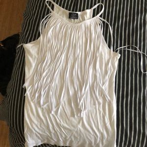 Zara White Fringe Tank